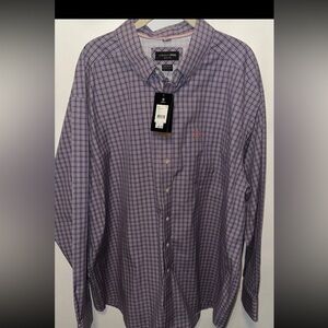 Men's Ariat Pro Series Button-DownBennett Purple Plaid Long Sleeve Shirt 2XL